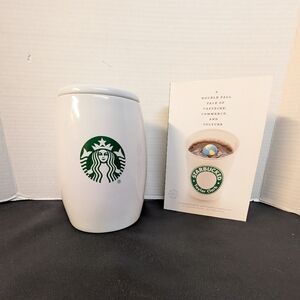 Starbucks Ceramic Coffee Canister Cookie Biscuit Jar & Lid 2017 Book Bundle Lot